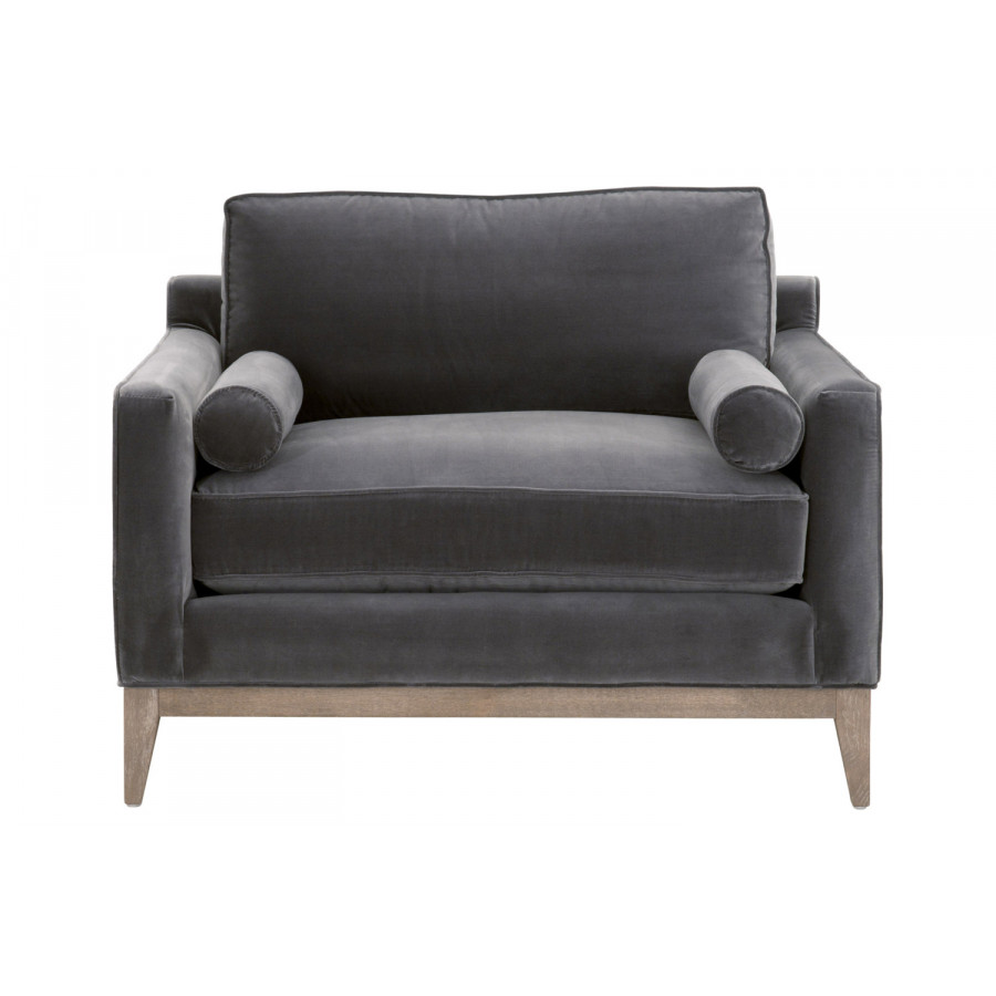 Essentials Parker Post Modern Sofa Chair - Dark Dove Velvet