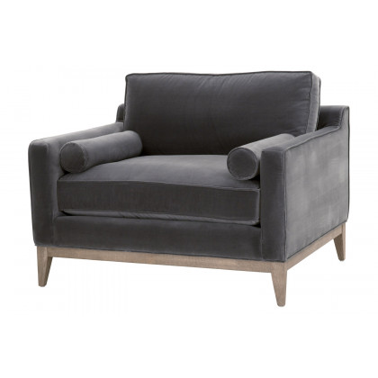 Essentials Parker Post Modern Sofa Chair - Dark Dove Velvet
