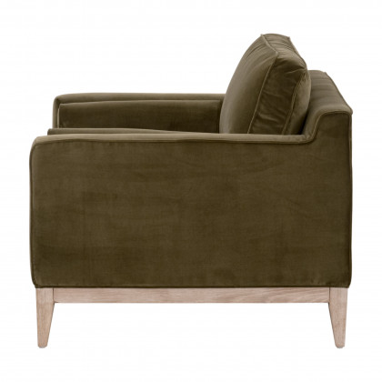 Essentials Parker Post Modern Sofa Chair - Olive Velvet, Natural Gray Oak