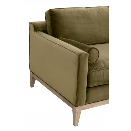 Essentials Parker 86" Post Modern Sofa - Olive Velvet, Natural Gray Oak