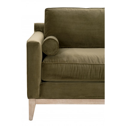 Essentials Parker 86" Post Modern Sofa - Olive Velvet, Natural Gray Oak