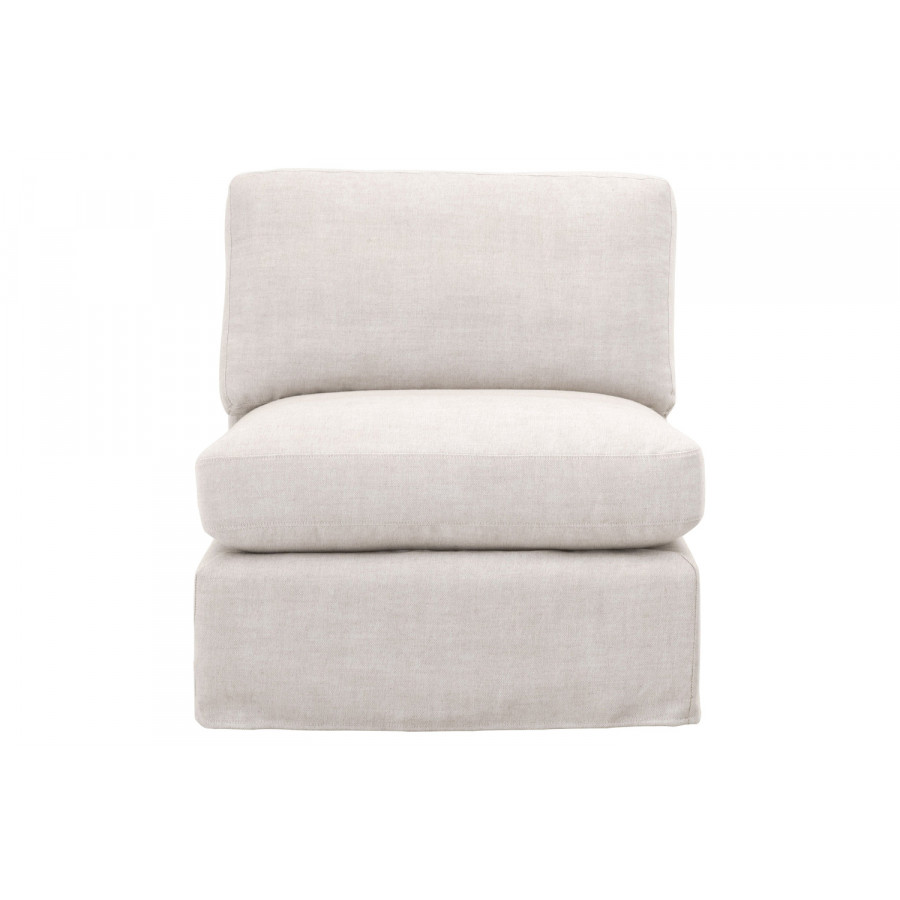 Essentials - Lena Modular Slipcover 1-Seat Armless Chair in Bisque Espresso