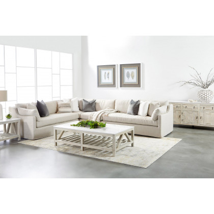 Essentials Lena Modular Slipcover 2-Seat Right Slope Arm Sofa - Espresso/Bisque
