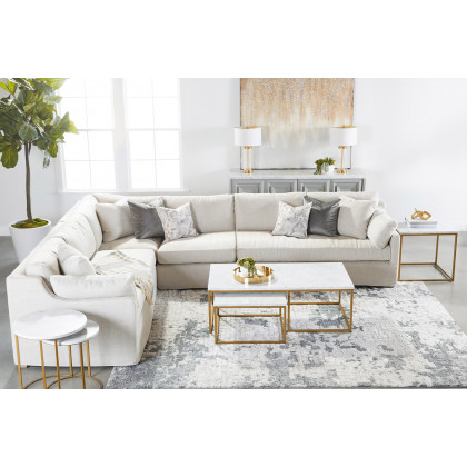 Essentials Lena Modular Slipcover 2-Seat Right Slope Arm Sofa - Espresso/Bisque