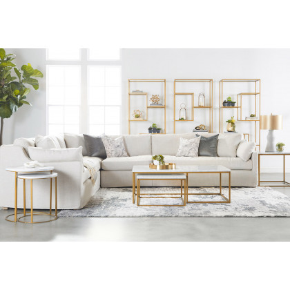 Essentials Lena Modular Slipcover 2-Seat Right Slope Arm Sofa - Espresso/Bisque