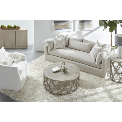 Essentials - Haven 96" Lounge Slipcover Sofa in Bisque
