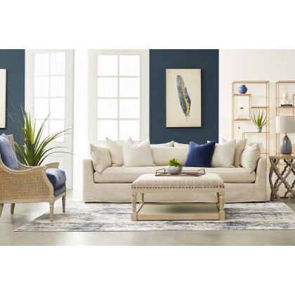 Essentials - Haven 96" Lounge Slipcover Sofa in Bisque