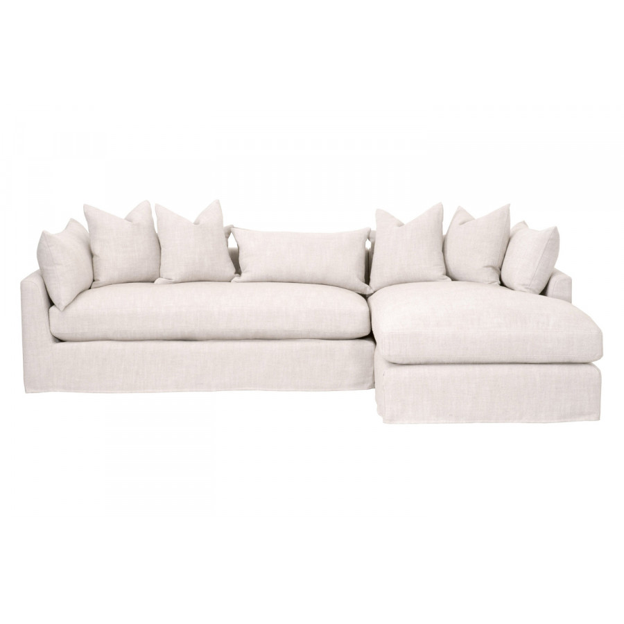 Essentials Haven 110" Lounge Slipcover RF Sectional - Bisque French Linen