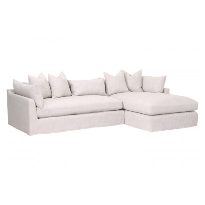 Essentials Haven 110" Lounge Slipcover RF Sectional - Bisque French Linen