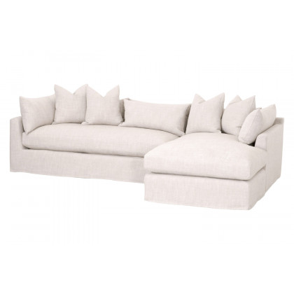 Essentials Haven 110" Lounge Slipcover RF Sectional - Bisque French Linen