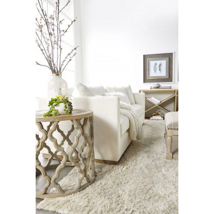 Essentials - Siena 96" Plinth Base Sofa in LiveSmart Machale Ivory