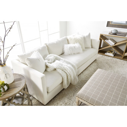 Essentials - Siena 96" Plinth Base Sofa in LiveSmart Machale Ivory