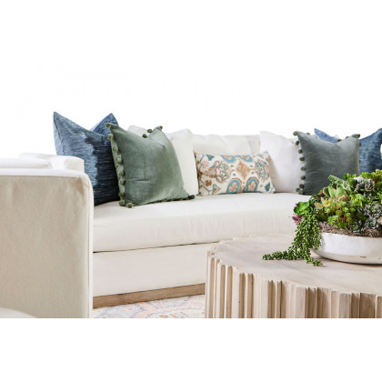 Essentials - Siena 96" Plinth Base Sofa in LiveSmart Machale Ivory