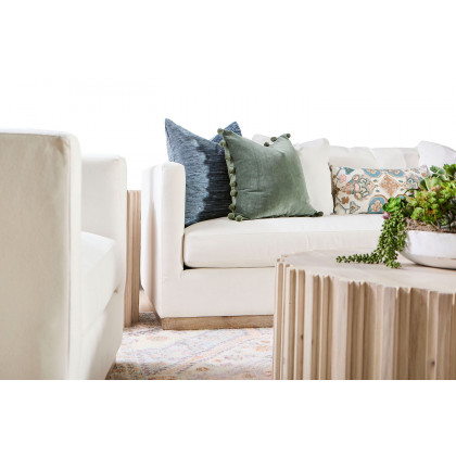 Essentials - Siena 96" Plinth Base Sofa in LiveSmart Machale Ivory