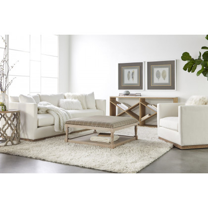Essentials - Siena 96" Plinth Base Sofa in LiveSmart Machale Ivory