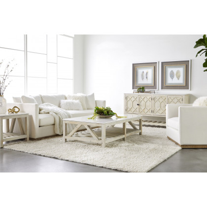 Essentials - Siena 96" Plinth Base Sofa in LiveSmart Machale Ivory