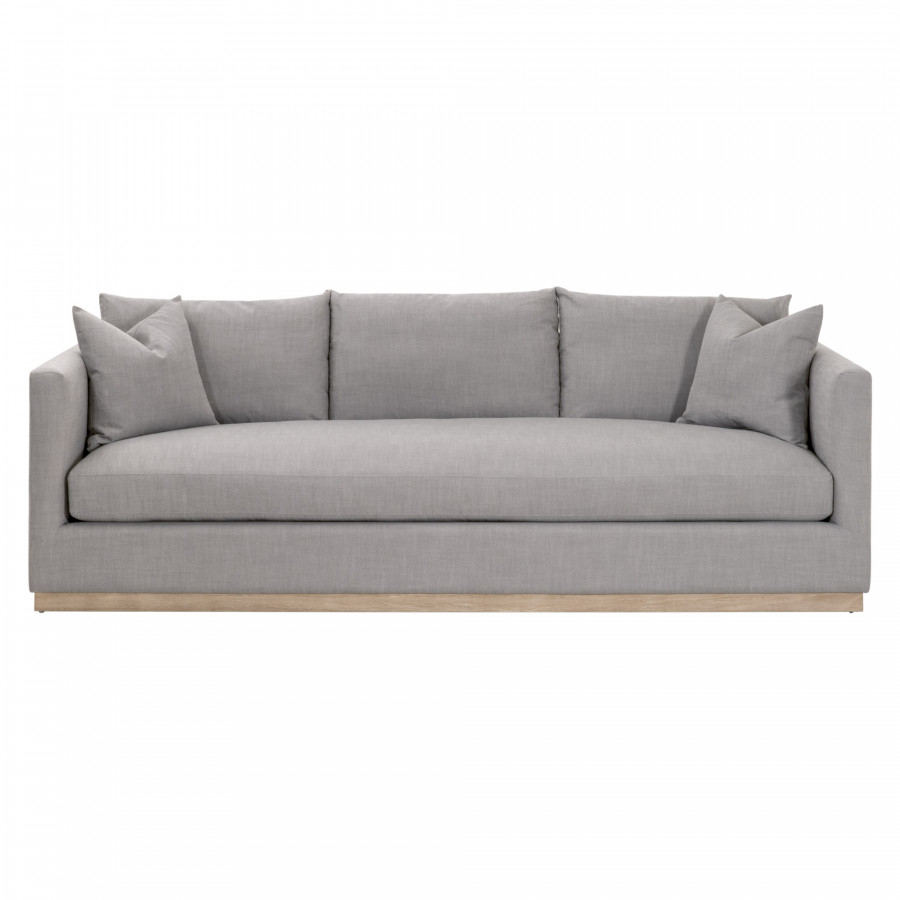 Essentials - Siena Plinth Base Stationary Sofa in Performance Paulston Steel, Natural Gray Oak