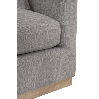 Essentials - Siena Plinth Base Stationary Sofa in Performance Paulston Steel, Natural Gray Oak