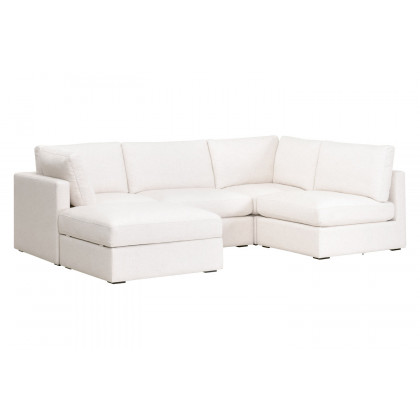 Essentials - Daley Modular Armless Chair in Espresso/Performance Textured Cream Linen