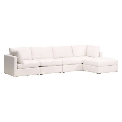 Essentials - Daley Modular Armless Chair in Espresso/Performance Textured Cream Linen