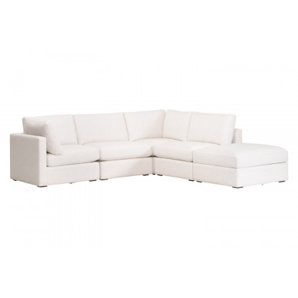 Essentials - Daley Modular Armless Chair in Espresso/Performance Textured Cream Linen