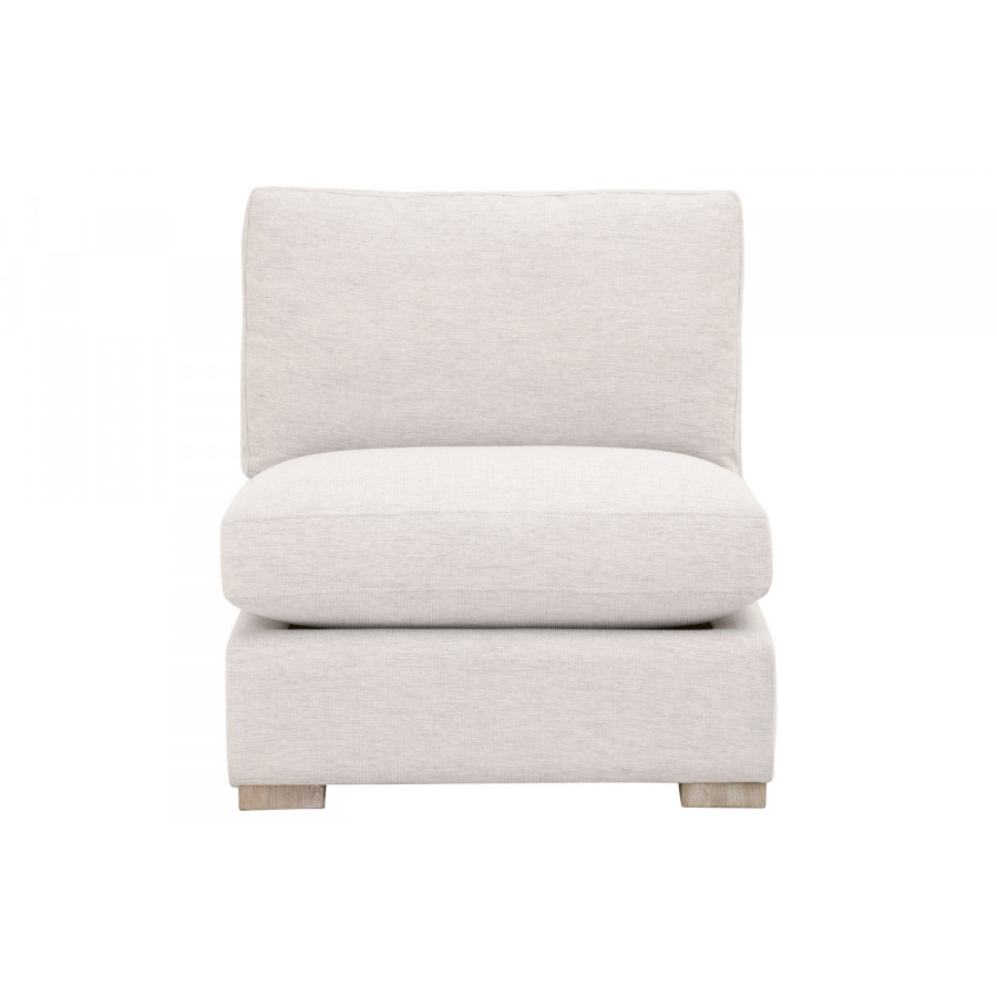 Essentials - Clara Modular 1-Seat Armless Chair in Natural Gray Oak/Performance Stone Basketweave