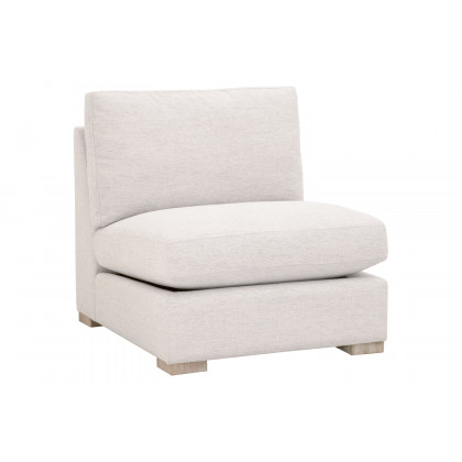 Essentials - Clara Modular 1-Seat Armless Chair in Natural Gray Oak/Performance Stone Basketweave