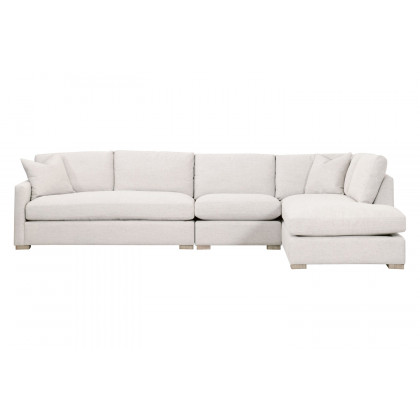 Essentials Clara Modular 2-Seat Left Slim Arm Sofa - Natural Gray Oak/Performance Stone Basketweave