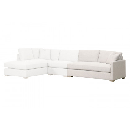Essentials Clara Modular 2-Seat Right Slim Arm Sofa - Natural Gray Oak/Performance Stone Basketweave