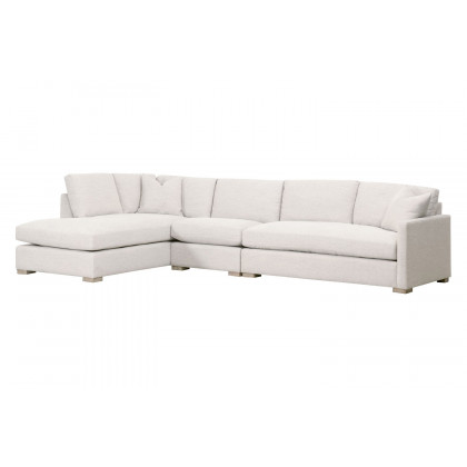 Essentials Clara Modular 2-Seat Right Slim Arm Sofa - Natural Gray Oak/Performance Stone Basketweave