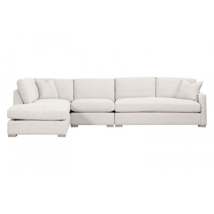 Essentials Clara Modular 2-Seat Right Slim Arm Sofa - Natural Gray Oak/Performance Stone Basketweave