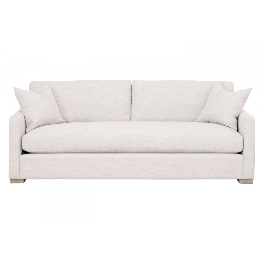 Essentials - Clara 86" Slim Arm Sofa in Stone Basketweave Natural Gray
