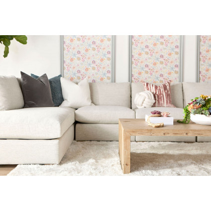 Essentials Clara Modular Left-Facing Chaise - Stone Basketweave Natural Gray