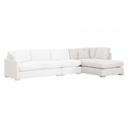 Essentials Clara Modular Right-Facing Chaise - Stone Basketweave Natural Gray