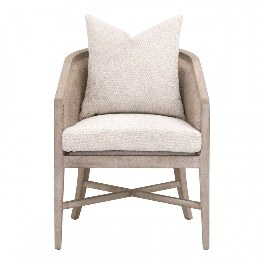 Essentials - McGuire Arm Chair in LiveSmart Gellar-Linen, Natural Gray Oak/Cane
