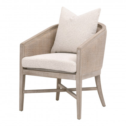 Essentials - McGuire Arm Chair in LiveSmart Gellar-Linen, Natural Gray Oak/Cane