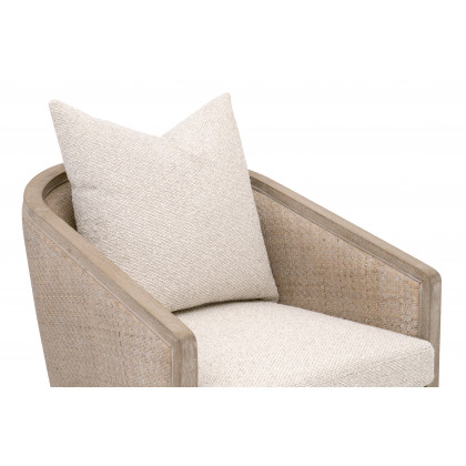 Essentials - McGuire Arm Chair in LiveSmart Gellar-Linen, Natural Gray Oak/Cane