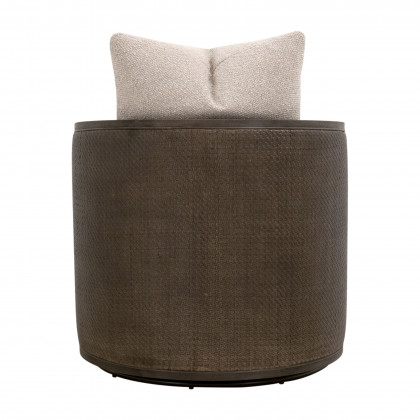 Essentials McGuire Swivel Club Chair - LiveSmart Gellar-Jute, Matte Brown Oak/Cane