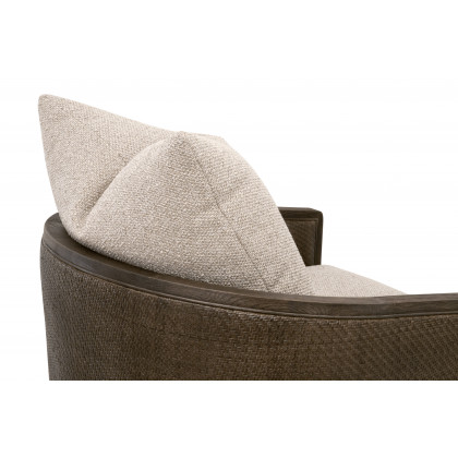 Essentials McGuire Swivel Club Chair - LiveSmart Gellar-Jute, Matte Brown Oak/Cane