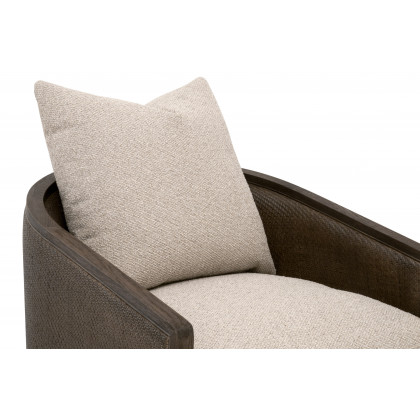 Essentials McGuire Swivel Club Chair - LiveSmart Gellar-Jute, Matte Brown Oak/Cane