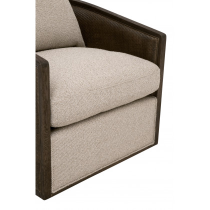 Essentials McGuire Swivel Club Chair - LiveSmart Gellar-Jute, Matte Brown Oak/Cane