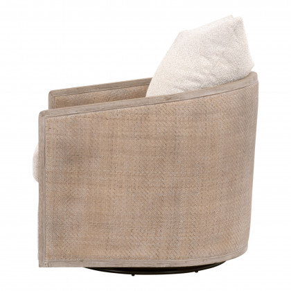Essentials McGuire Swivel Club Chair - LiveSmart Gellar-Linen, Natural Gray Oak/Cane