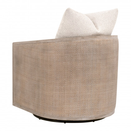Essentials McGuire Swivel Club Chair - LiveSmart Gellar-Linen, Natural Gray Oak/Cane