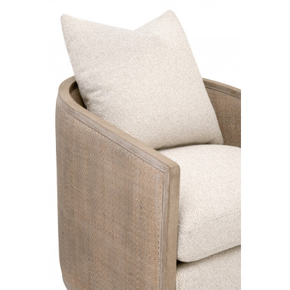 Essentials McGuire Swivel Club Chair - LiveSmart Gellar-Linen, Natural Gray Oak/Cane