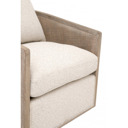 Essentials McGuire Swivel Club Chair - LiveSmart Gellar-Linen, Natural Gray Oak/Cane