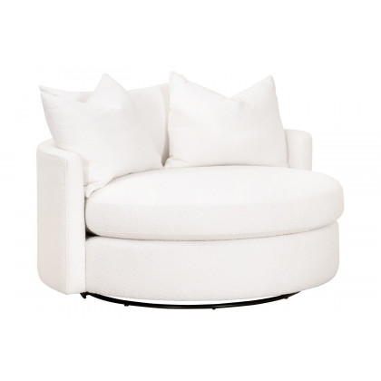 Essentials Lourne Grand Swivel Sofa Chair - Performance Boucle Snow