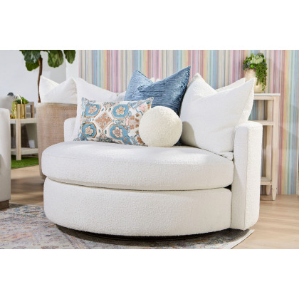 Essentials Lourne Grand Swivel Sofa Chair - Performance Boucle Snow