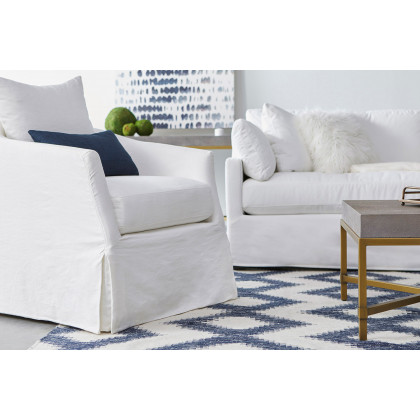 Essentials Faye Slipcover Swivel Club Chair - Cream Crepe