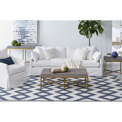Essentials Faye Slipcover Swivel Club Chair - Cream Crepe
