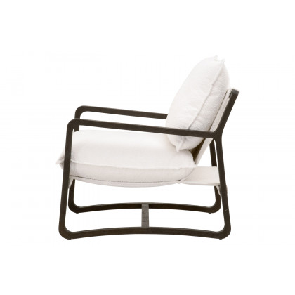 Essentials Hamlin Club Chair - Performance Boucle Snow Matte Brown Oak